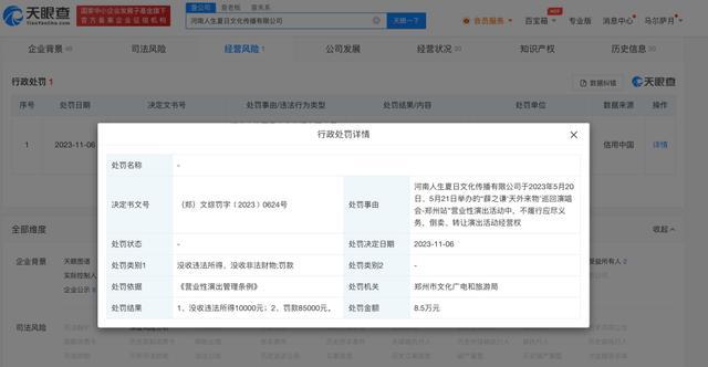薛之谦郑州演唱会举办方方涉倒卖经营权 被罚8万