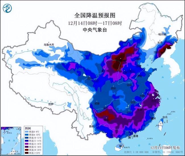 又是暴雪寒潮大风三预警齐发！今天起自北向南有一波大降温