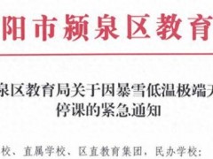 [快讯]安徽阜阳多地紧急通知停课2天 应对雨雪冰冻天气