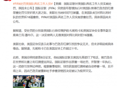 聊聊:曝FIFA处罚两名美国足协官员 禁赛决定引发争议